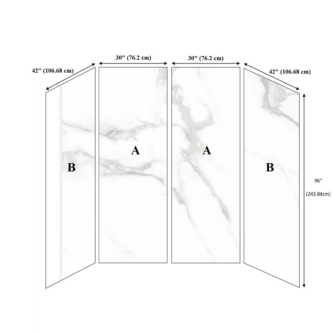 Shower Kit Wall 42"L x 96"H (4pcs Set)