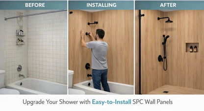 96” Waterproof Spc Shower Wall Panel Kit – 4-Piece Grout-Free Bathroom Surround (30"X60"X96")