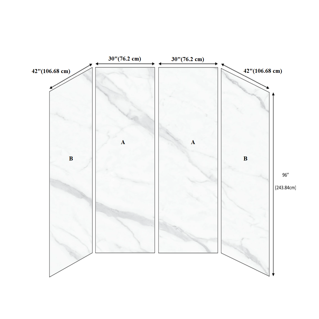 Shower Kit Wall 42"L x 96"H (4pcs Set)