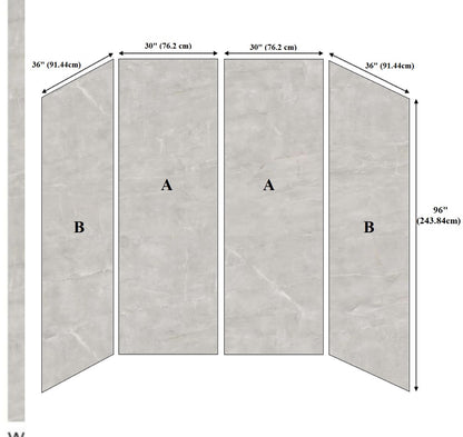 Shower Kit Wall 36"L x 96"H (4pcs Set)