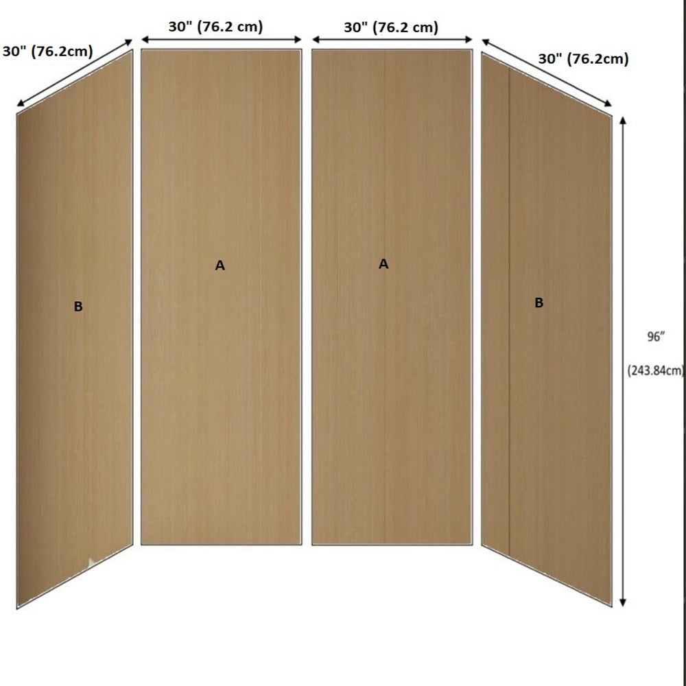 96” Waterproof Spc Shower Wall Panel Kit – 4-Piece Grout-Free Bathroom Surround (30"X60"X96")